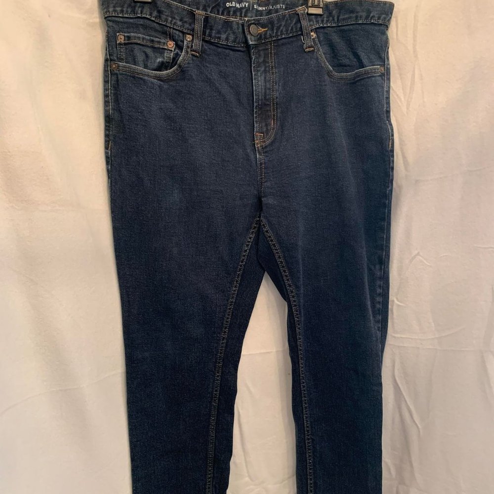 EUC Old Navy Mens Straight Leg Dark Wash Blue Denim Jeans Size 38 x 30